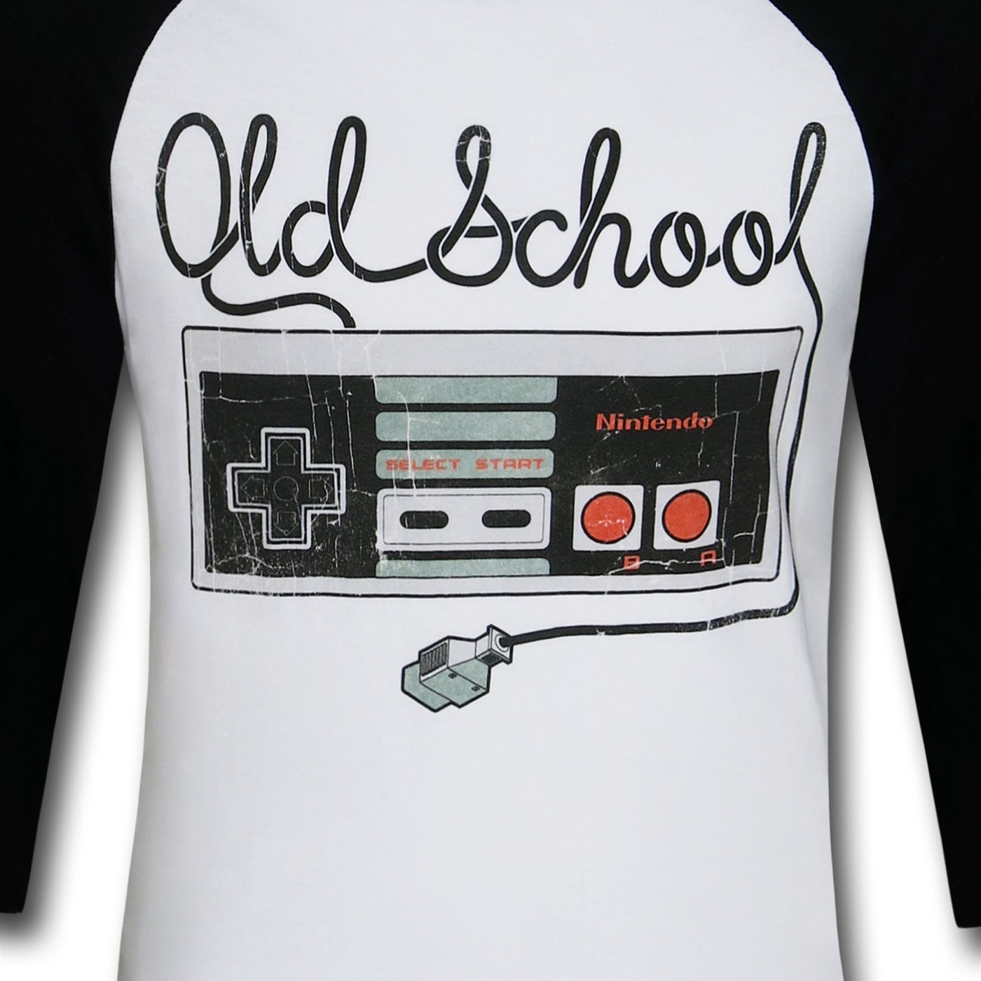 Nintendo Distressed Controller Tangle White Baseball T-Shirt