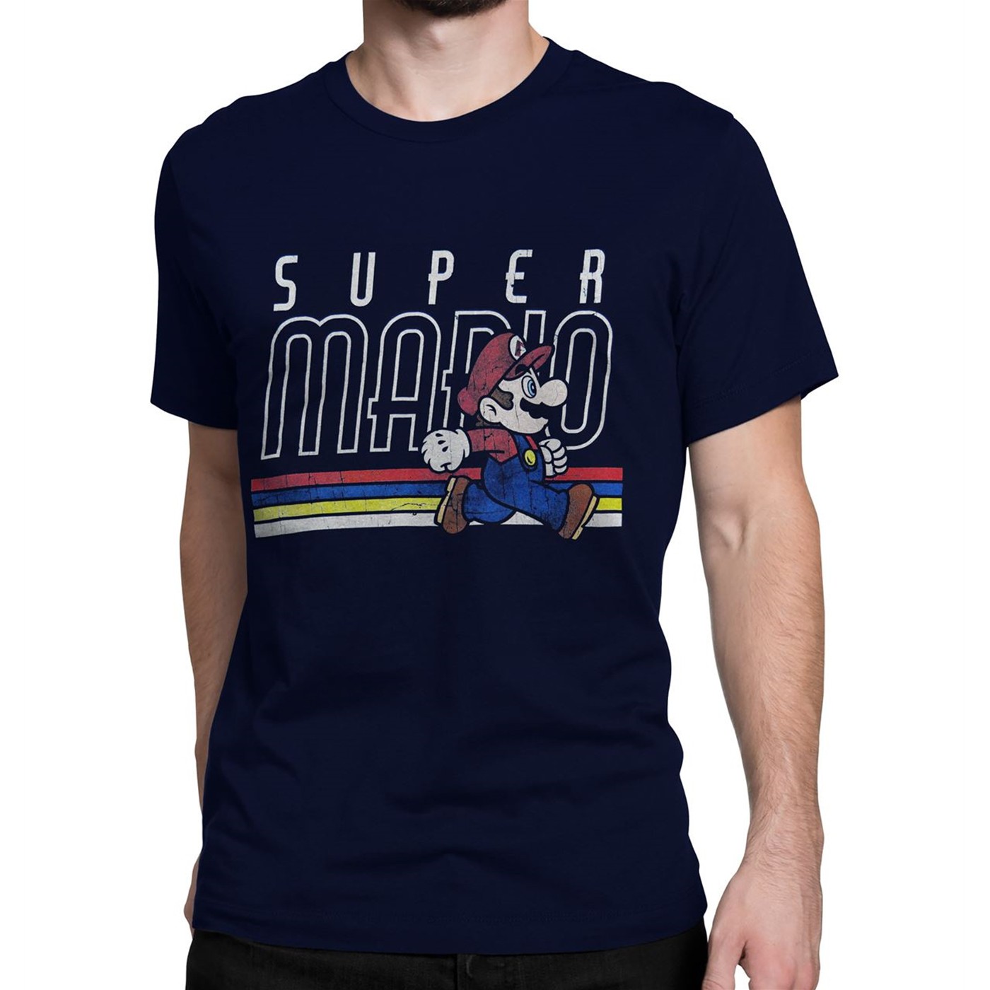 Super Mario Distressed Navy Men's T-Shirt