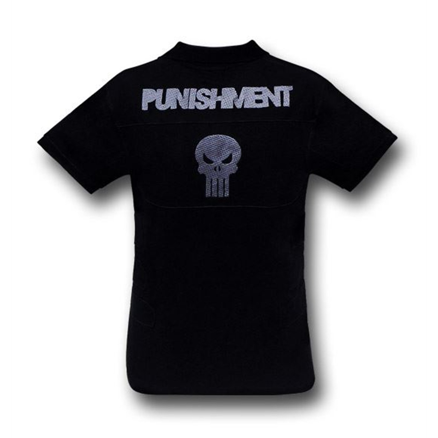 Punisher Skull Armor Print Black Polo Shirt
