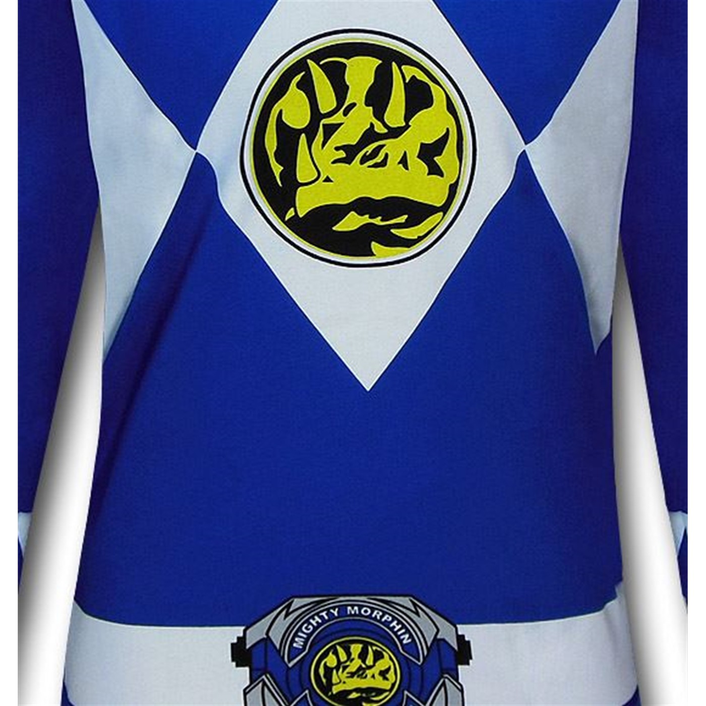 Official Blue Power Rangers TV Show Emblem Costume Logo Allover 2 Sided T-shirt 