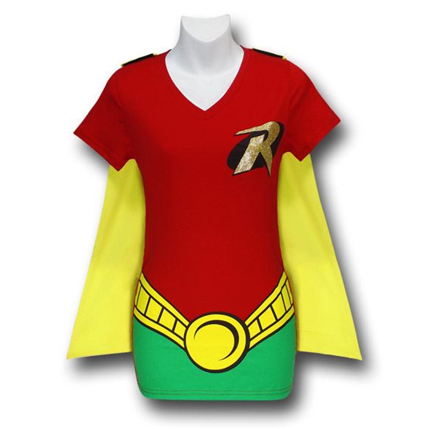 Robin Women's V-Neck Caped Costume T-Shirt