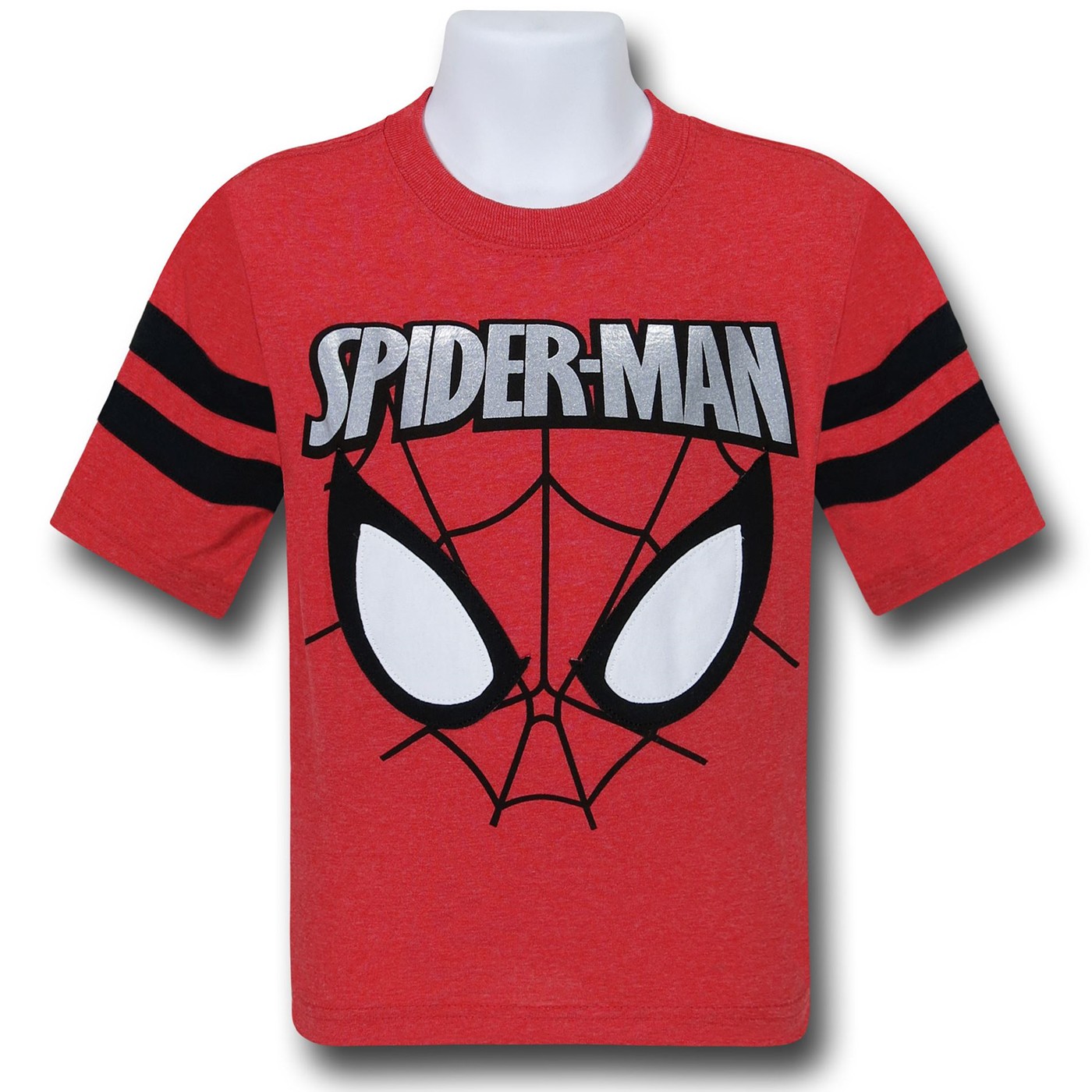 Spiderman Face & Silver Ink Kids Red T-Shirt
