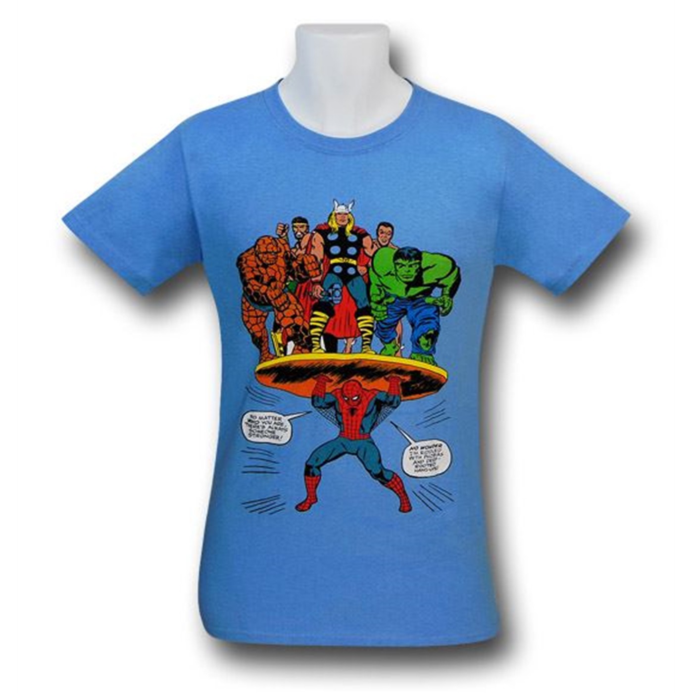Spiderman Feats of Strength Light Blue T-Shirt