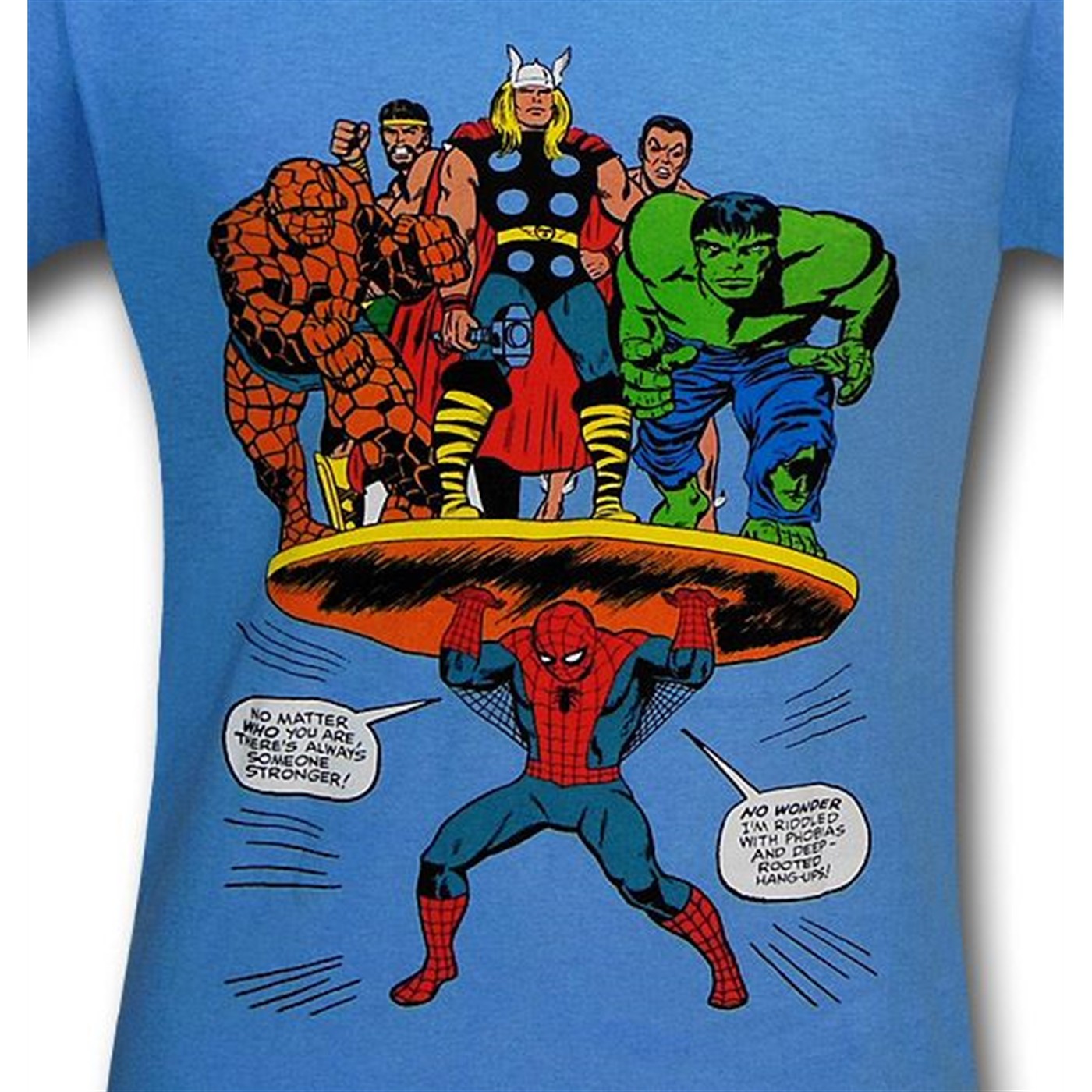 Spiderman Feats of Strength Light Blue T-Shirt
