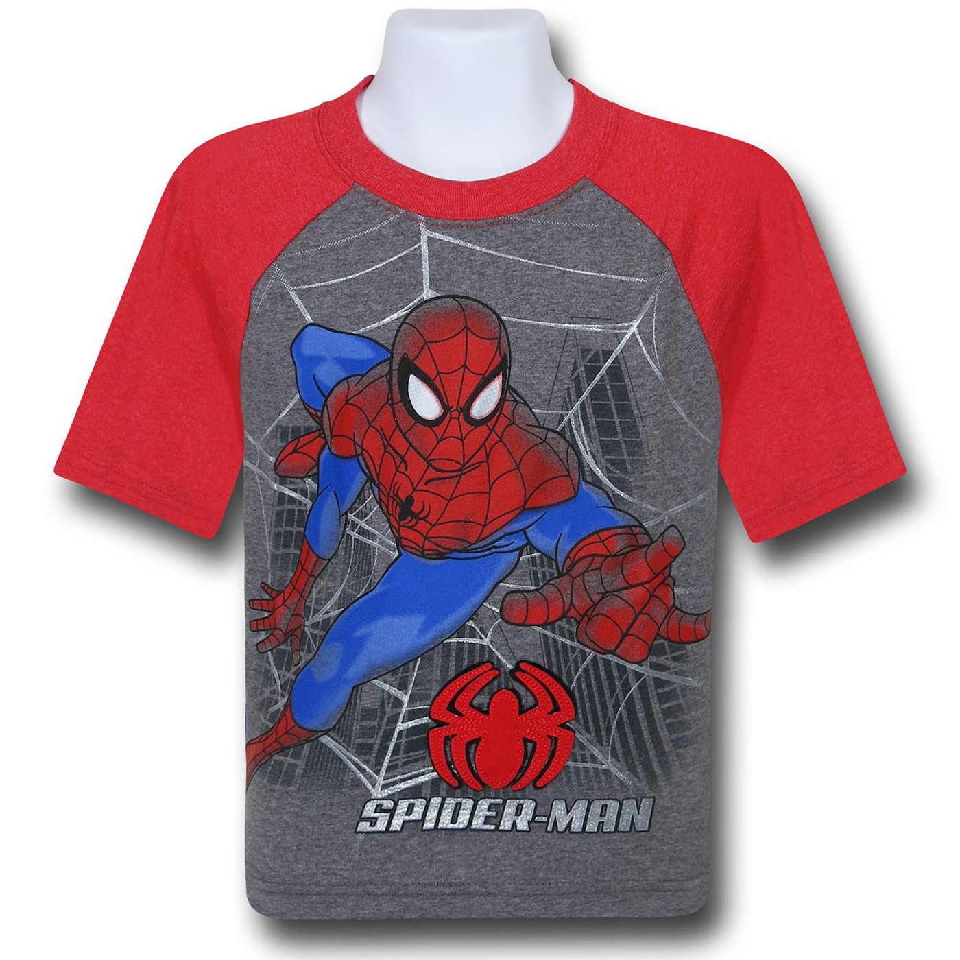 Spiderman Metallic Ink Kids Grey & Red T-Shirt