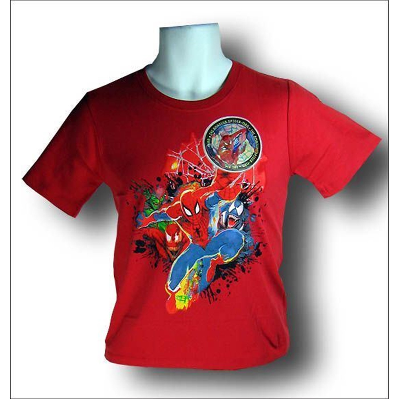 Spiderman Juvenile Red Villains Bleed Through T-Shirt