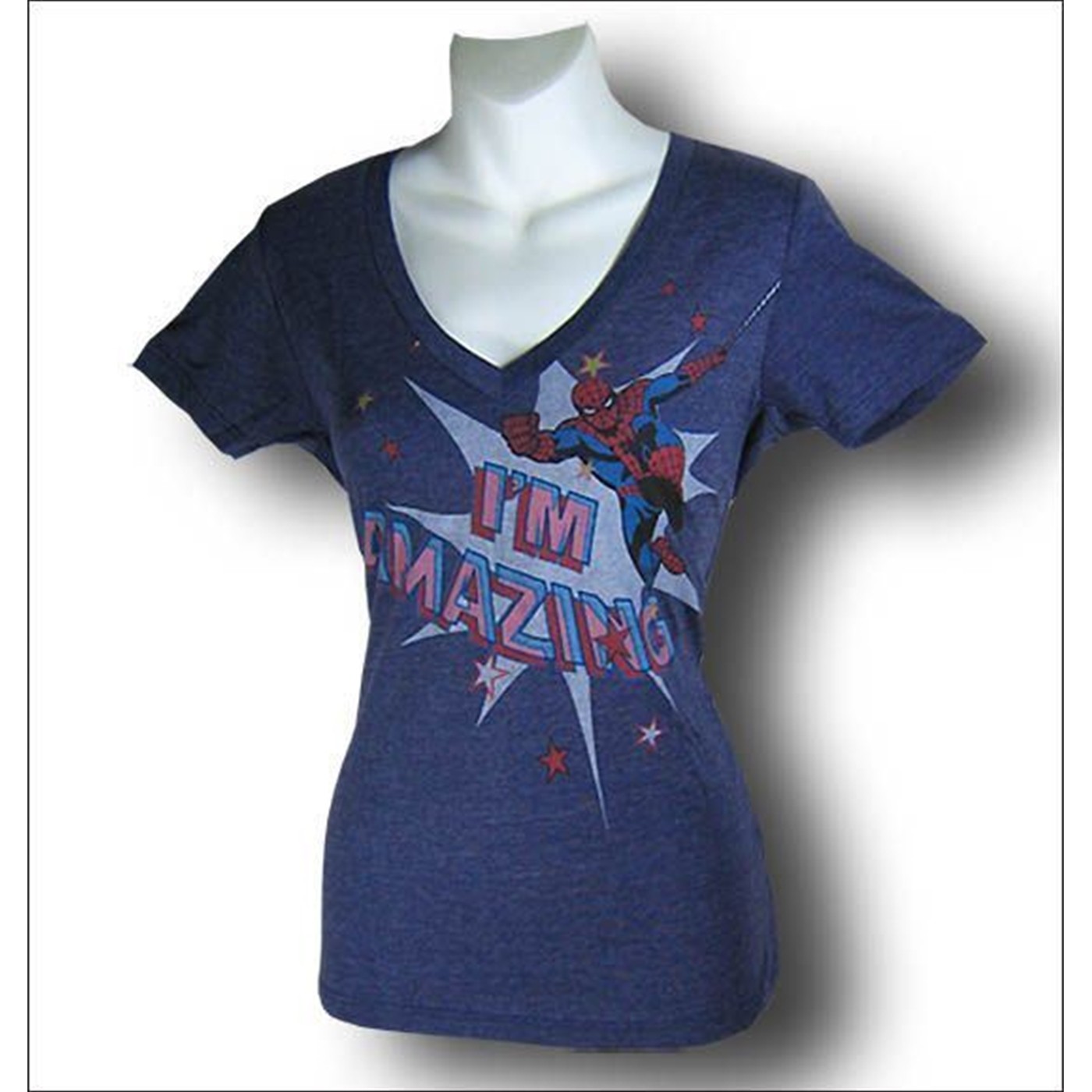 Spiderman Women's Heather Blue I'm Amazing T-Shirt