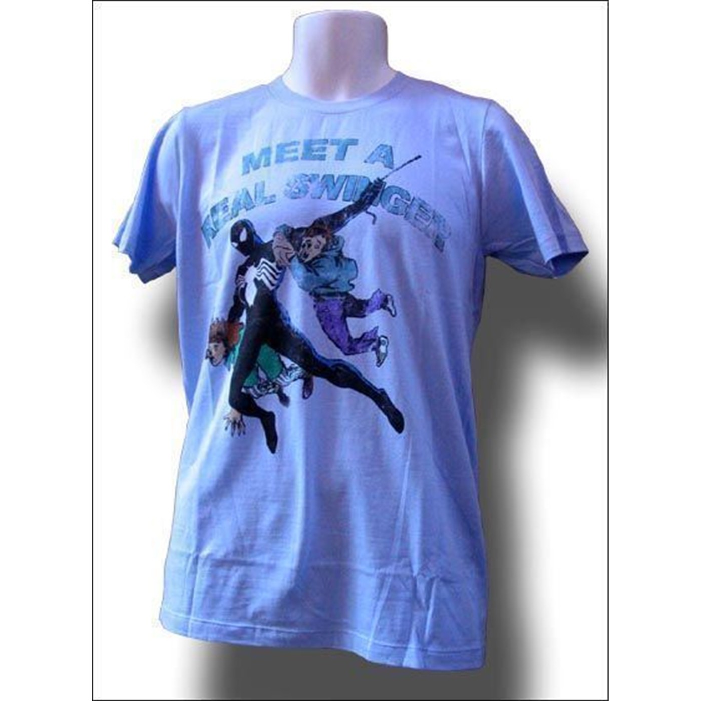 Spiderman Swinger Blue Distressed T-Shirt