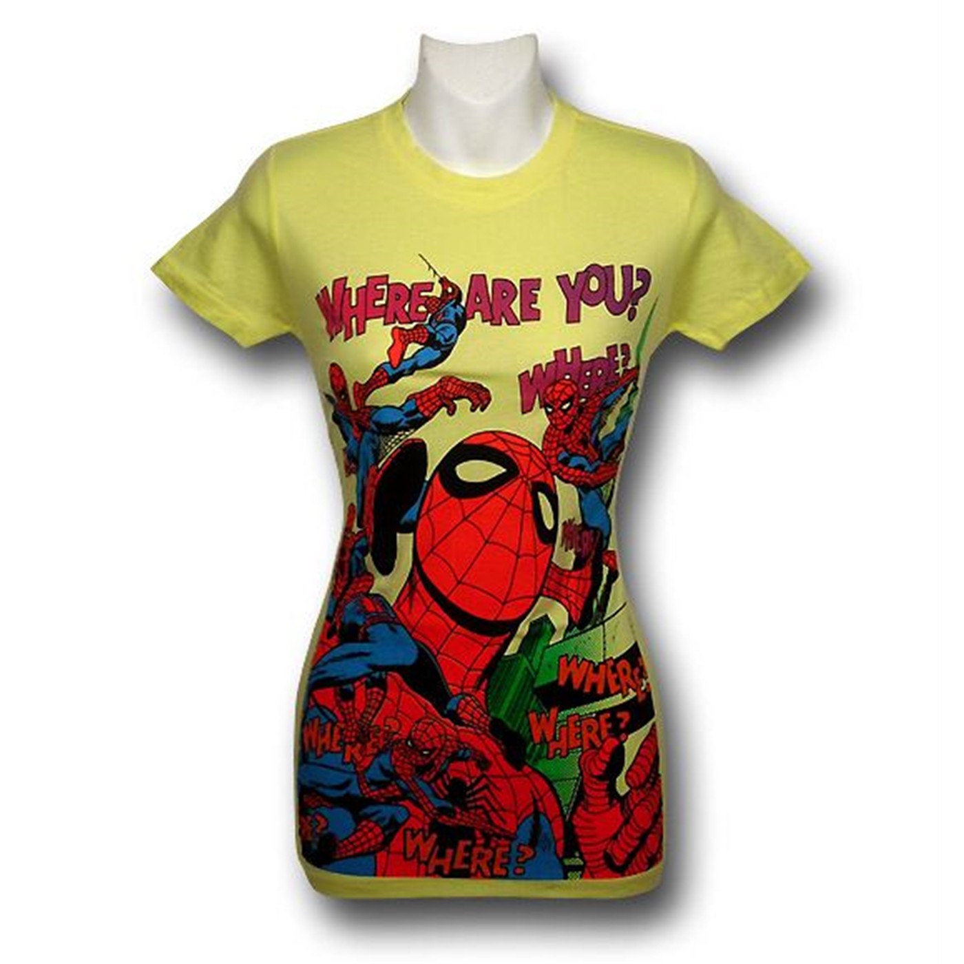 Spiderman Where Are You Jr Womens T-Shirt