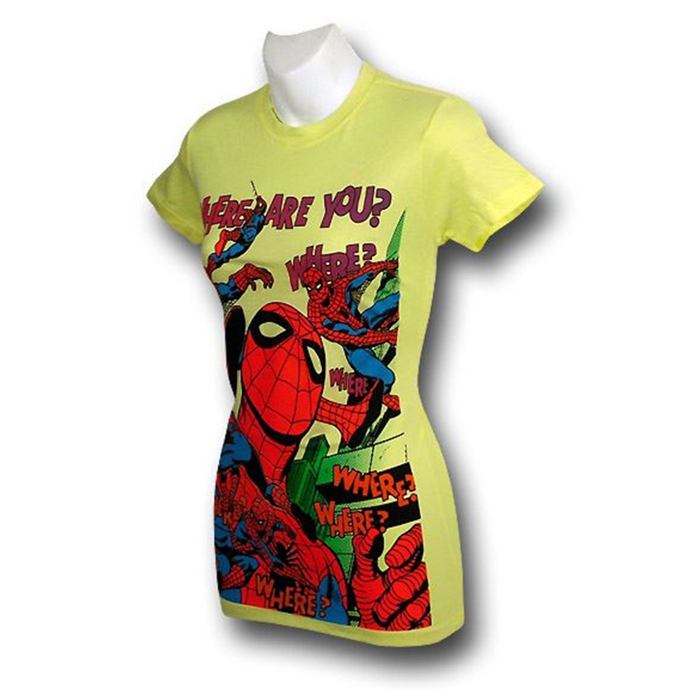 Spiderman Where Are You Jr Womens T-Shirt