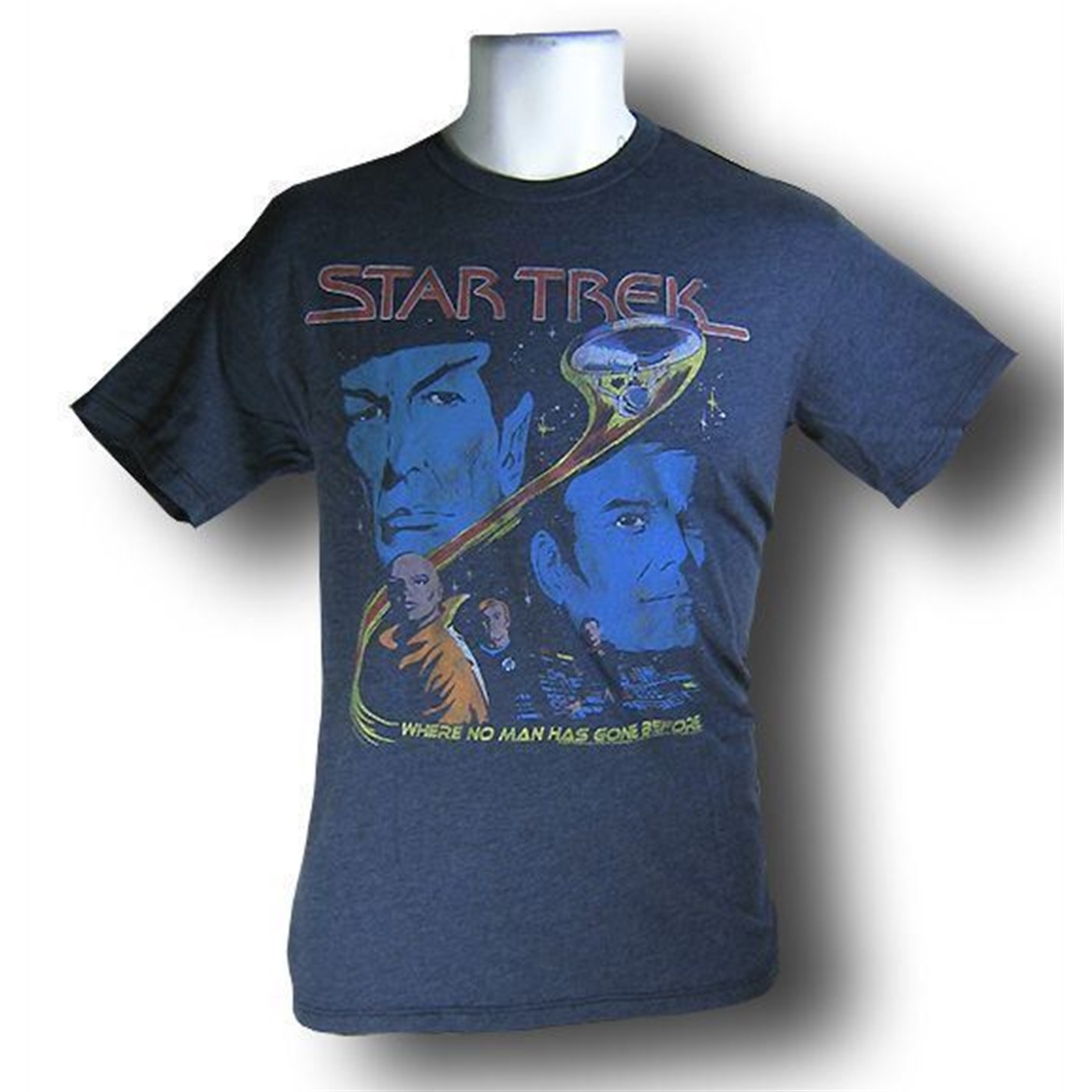 Star Trek Where No Man Navy Heathered T-Shirt