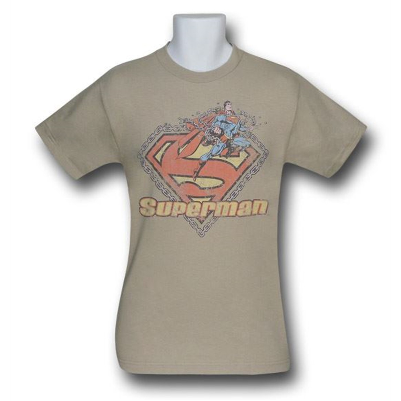 Superman Khaki T-Shirt 1939 Chains Logo
