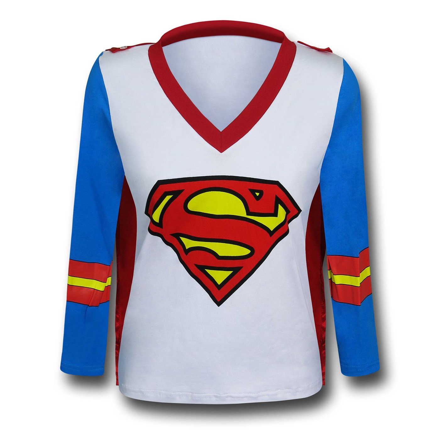Supergirl LS V-Neck Caped Costume T-Shirt