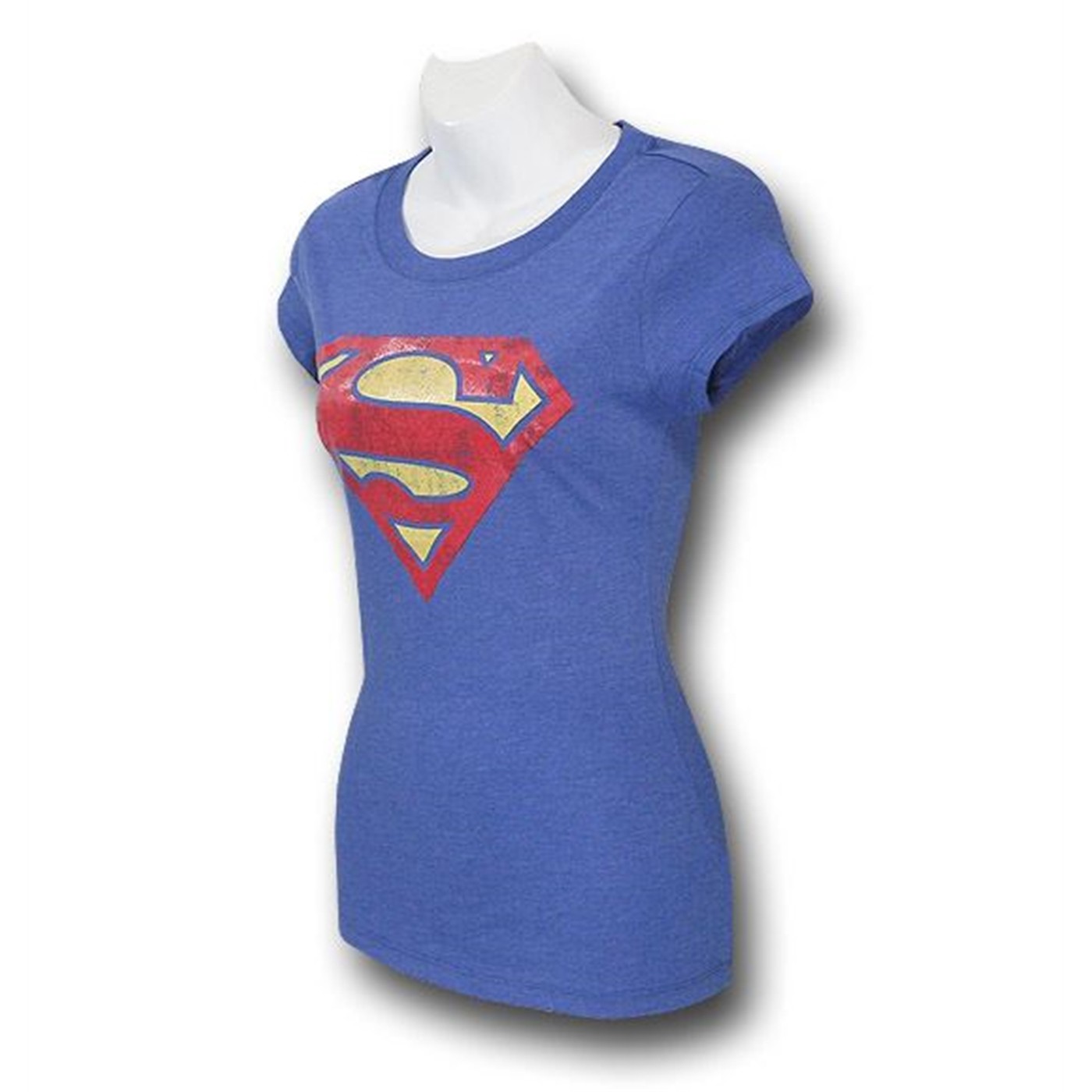 Supergirl Eroded Symbol Juniors Blue T-Shirt