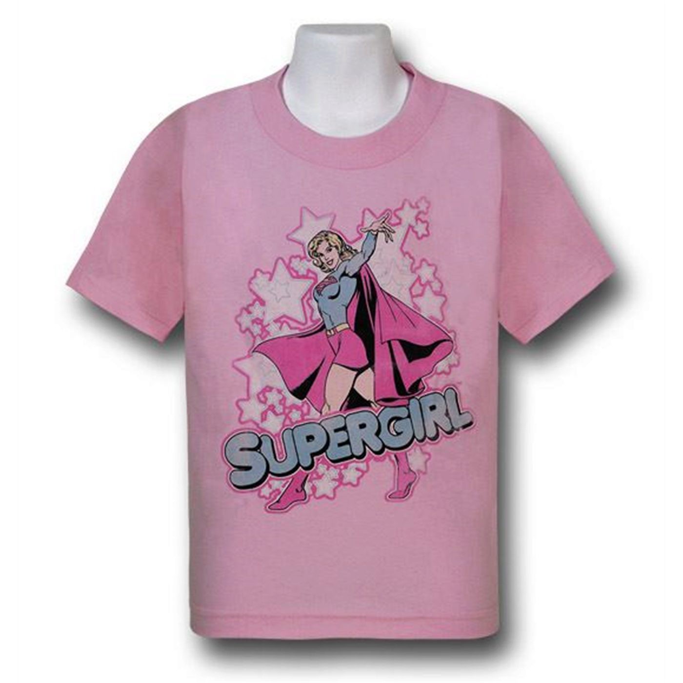 Supergirl Stars On Pink Kids T-Shirt