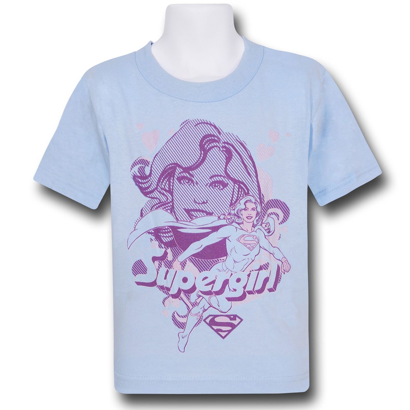 Supergirl Pink on Blue Kids T-Shirt