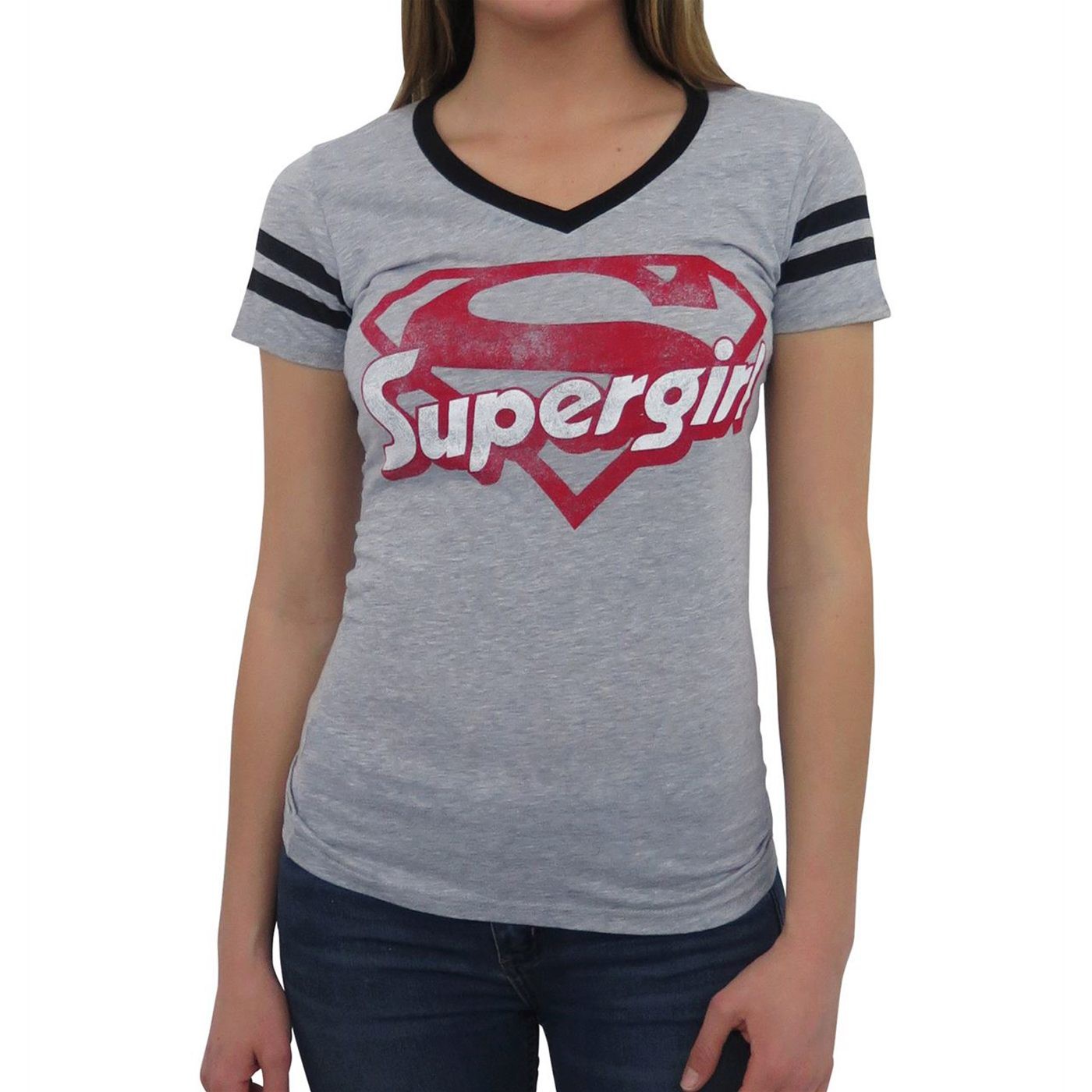 Supergirl Logo Women's Varsity V-Neck T-Shirt