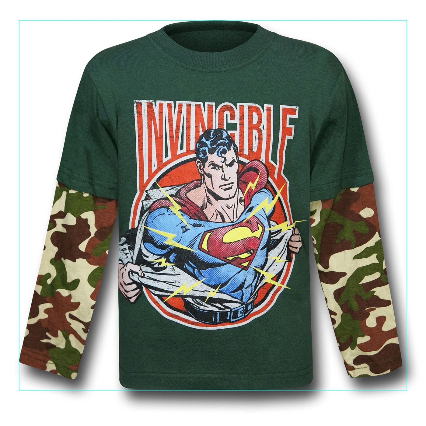 Superman Invincible Kids Camo Double-Sleeve T-Shirt