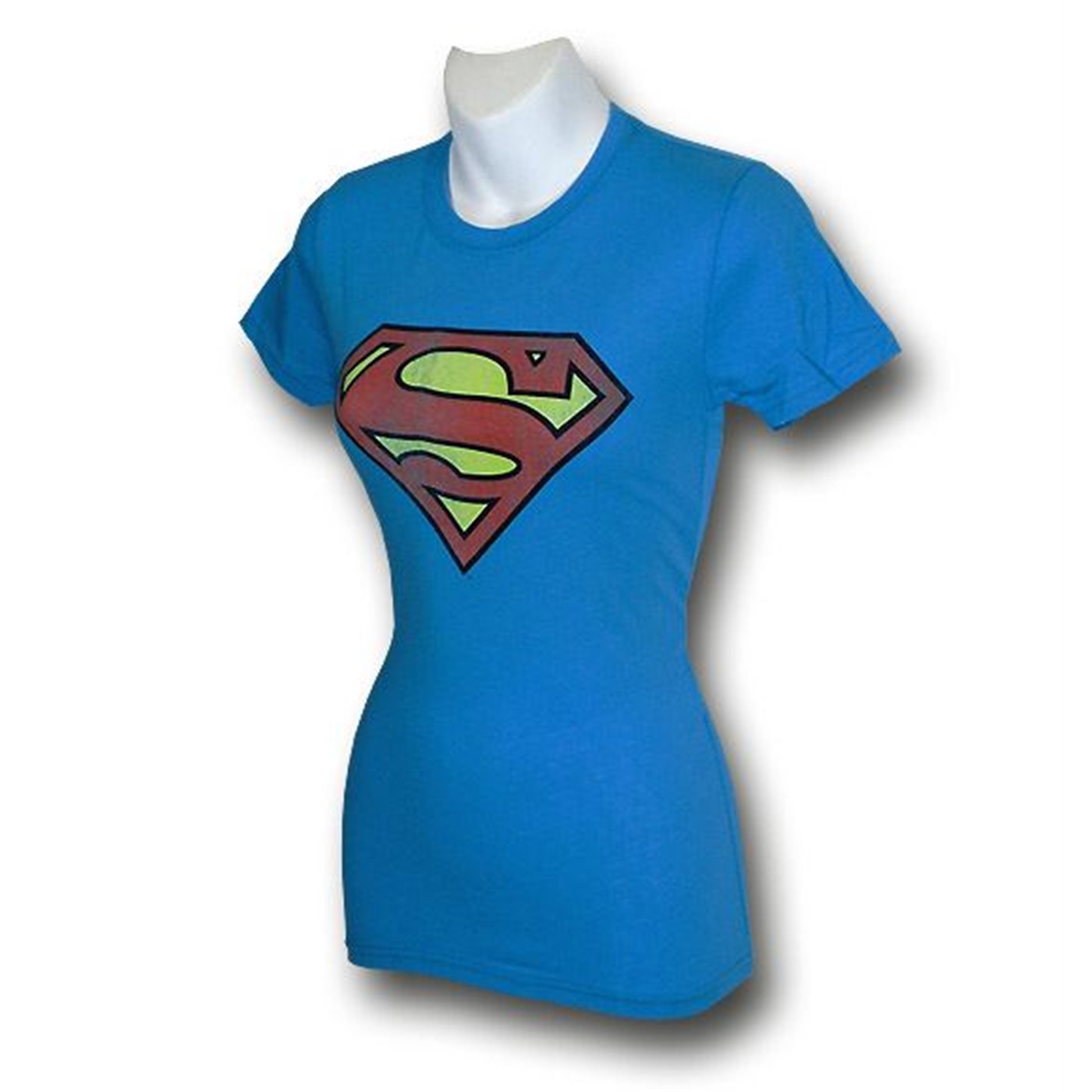 Superman Women's Women Light Blue Distressed T-Shirt