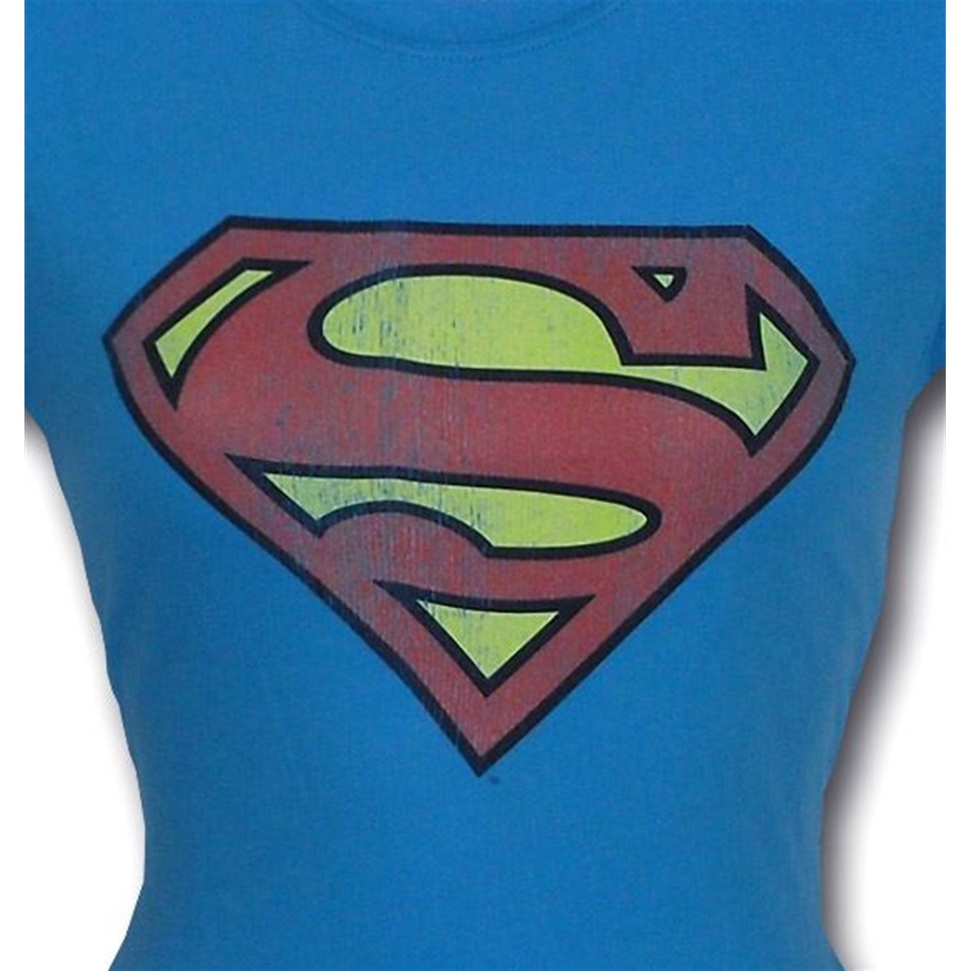 Superman Women's Women Light Blue Distressed T-Shirt