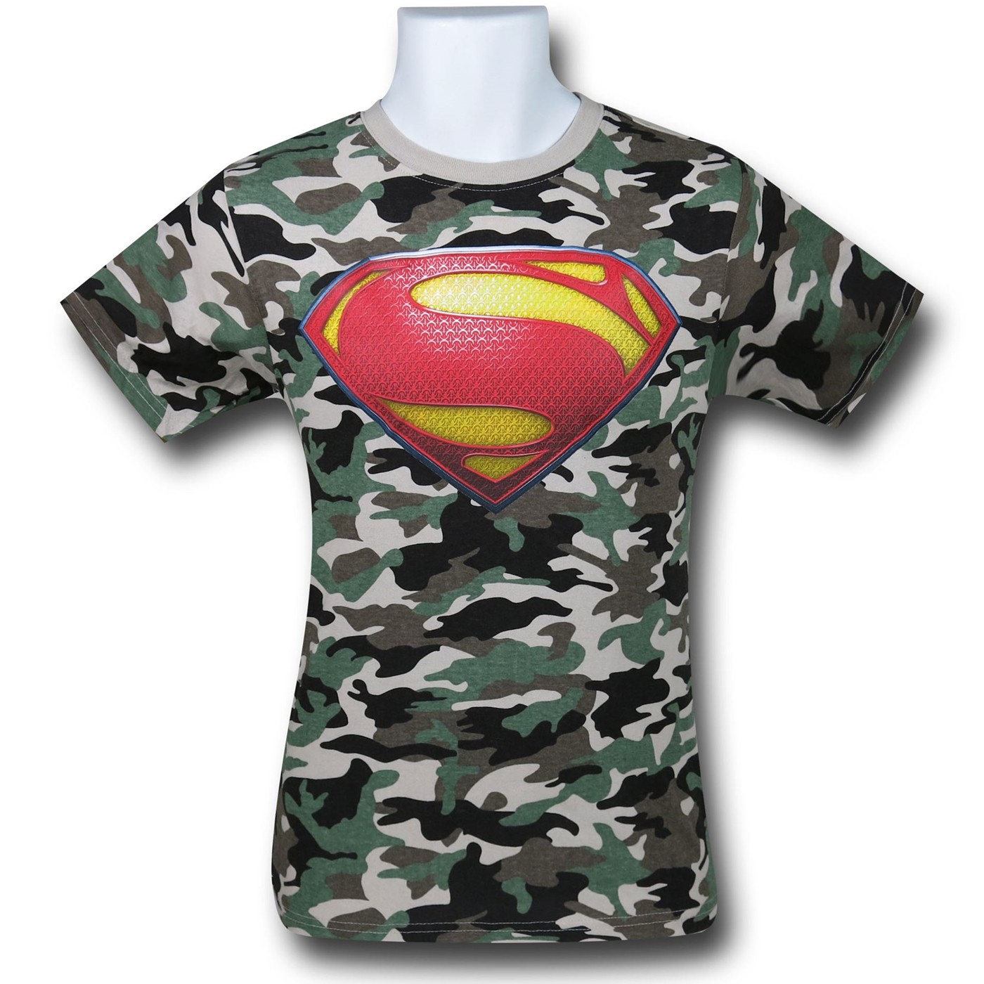 Superman Symbol on Camo Kids T-Shirt