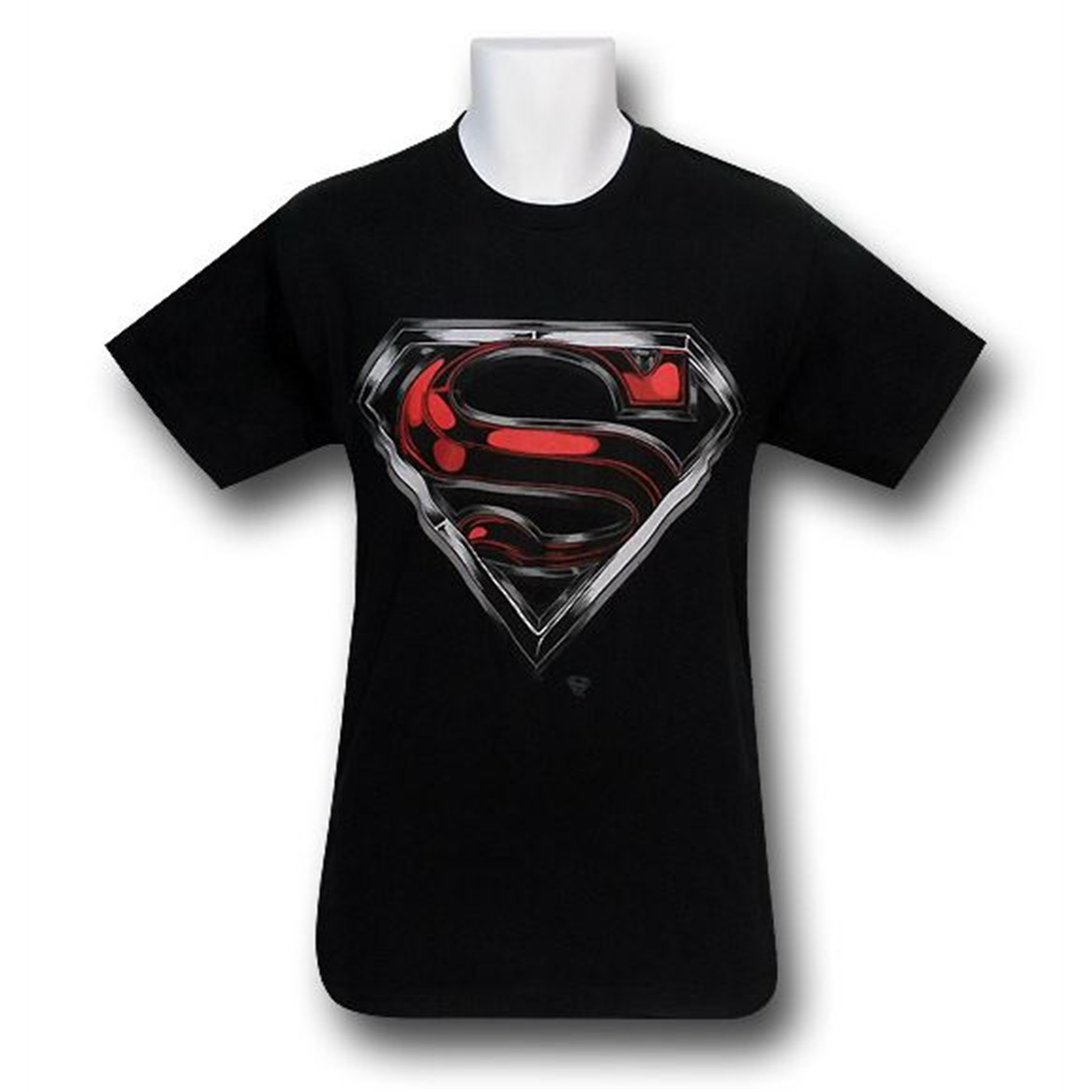 Superman Red Chrome Metal Symbol T-Shirt