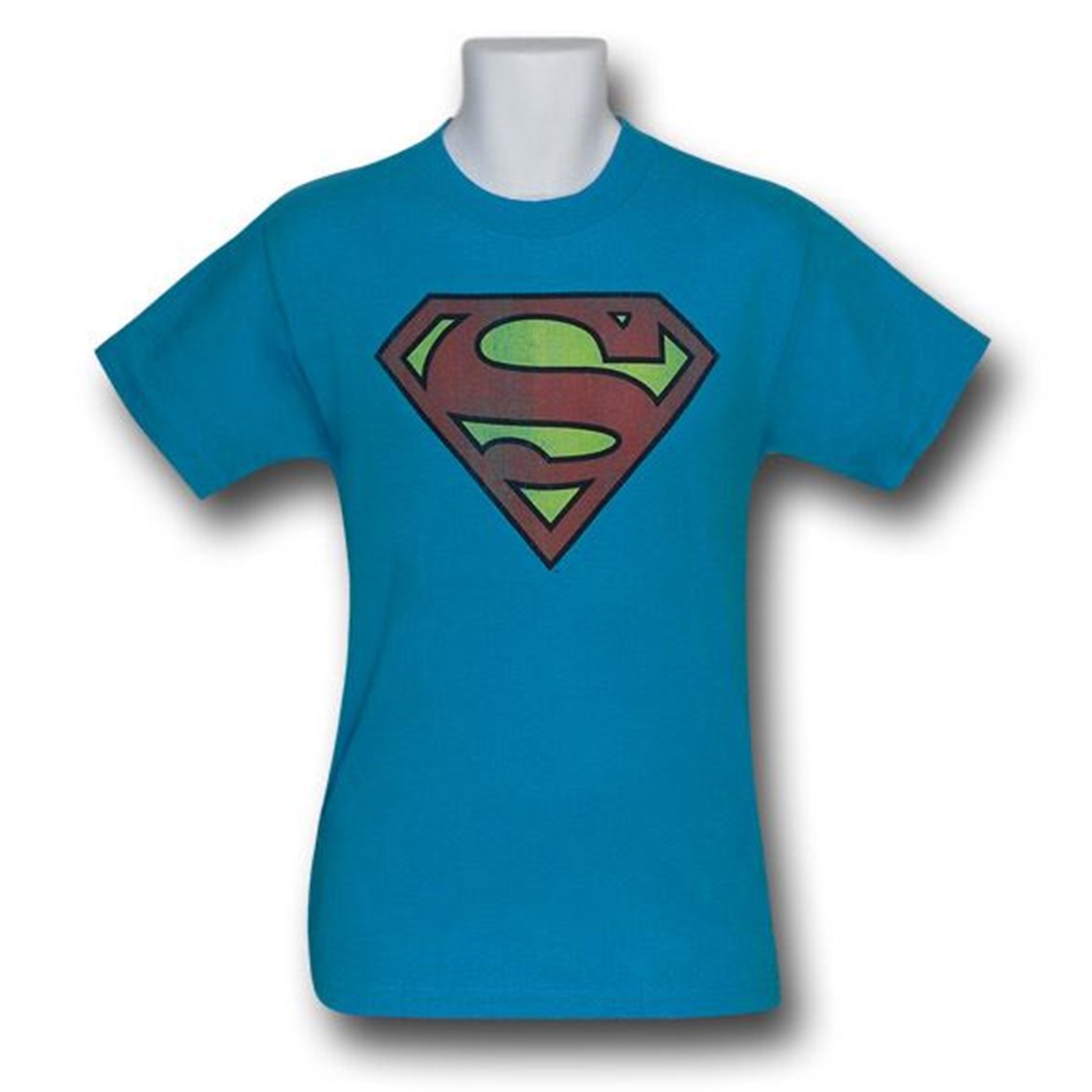Superman Symbol Light Blue Distressed T-Shirt