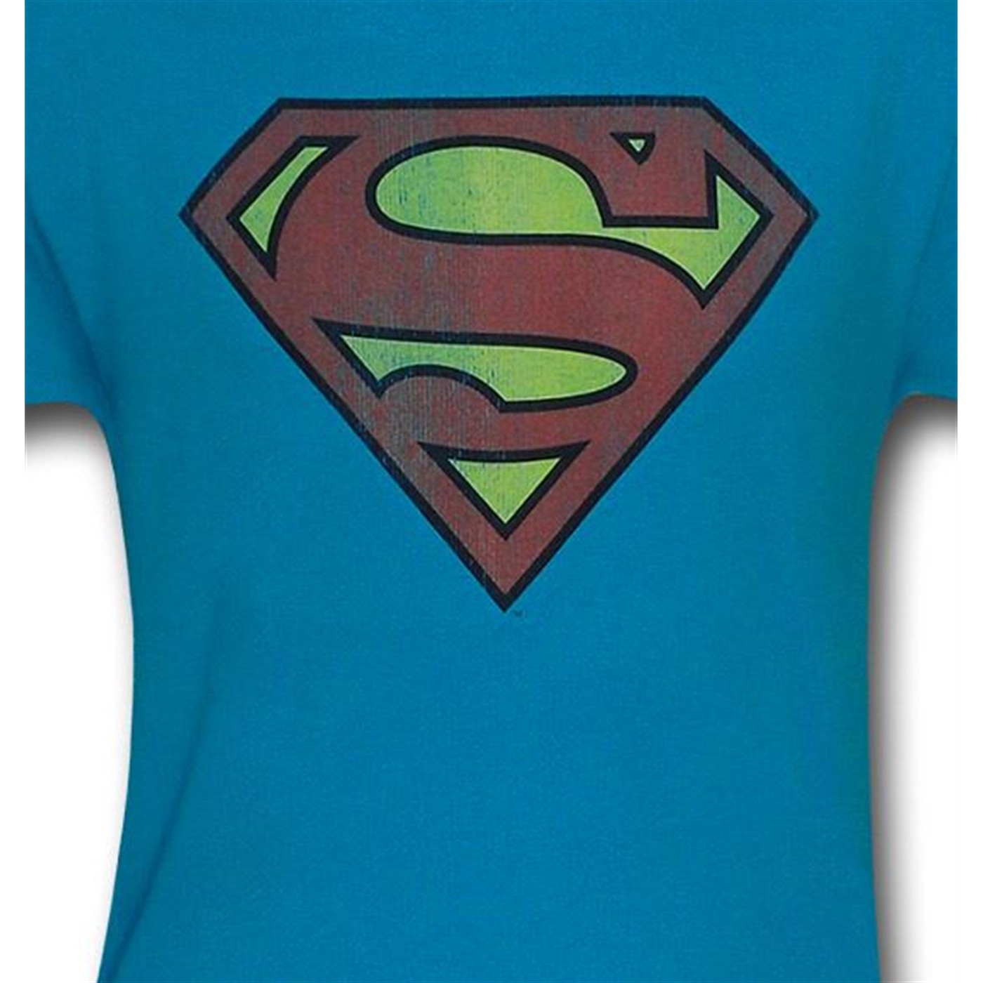 Superman Symbol Light Blue Distressed T-Shirt
