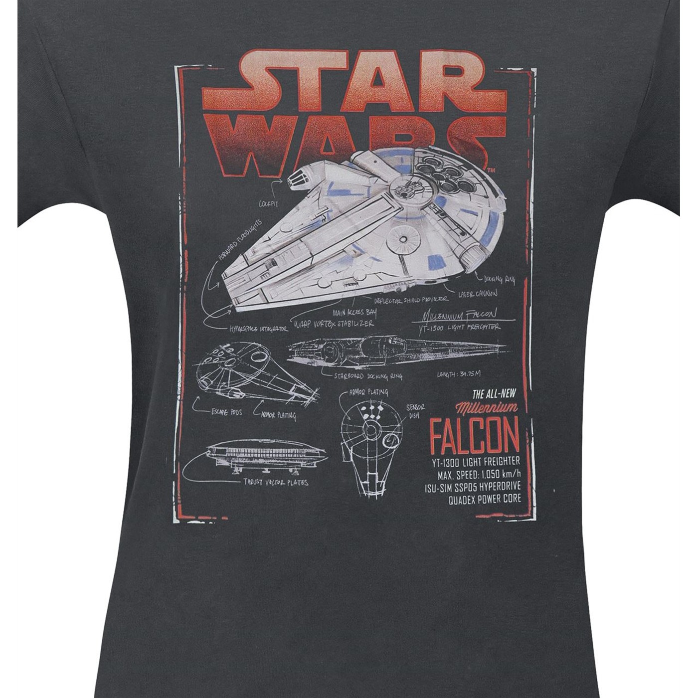 Star Wars Solo Falcon Schematics Men's T-Shirt