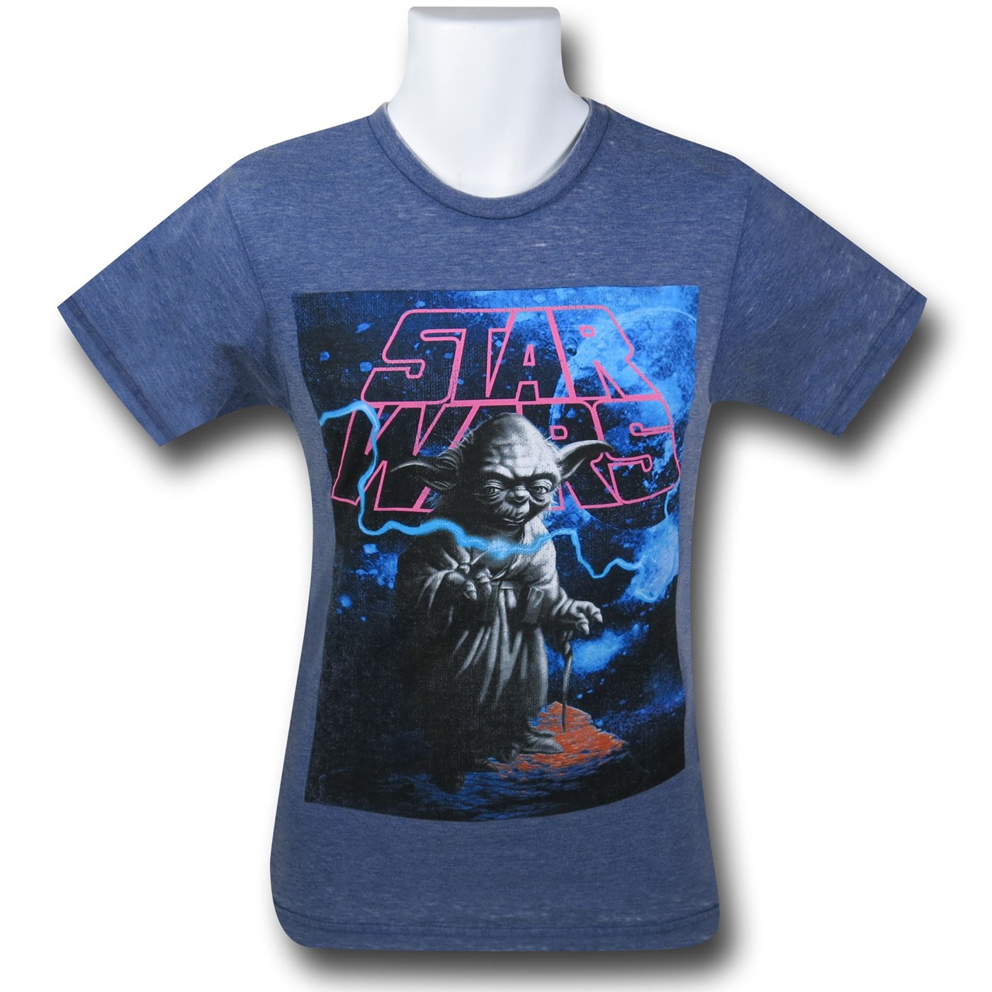 Star Wars Yoda Force Blue Burnout T-Shirt