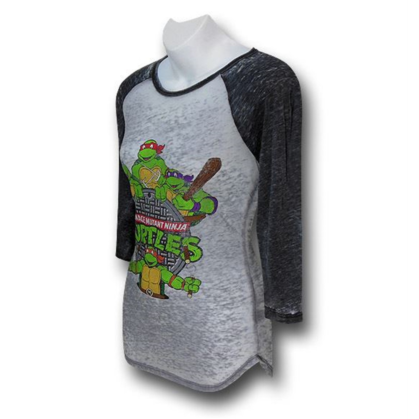 TMNT Retro Juniors Grey Baseball T-Shirt