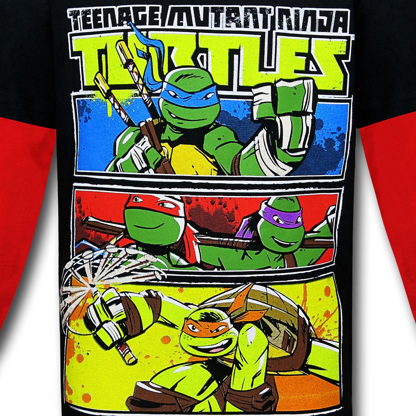 TMNT Panels Double Sleeve Kids T-Shirt