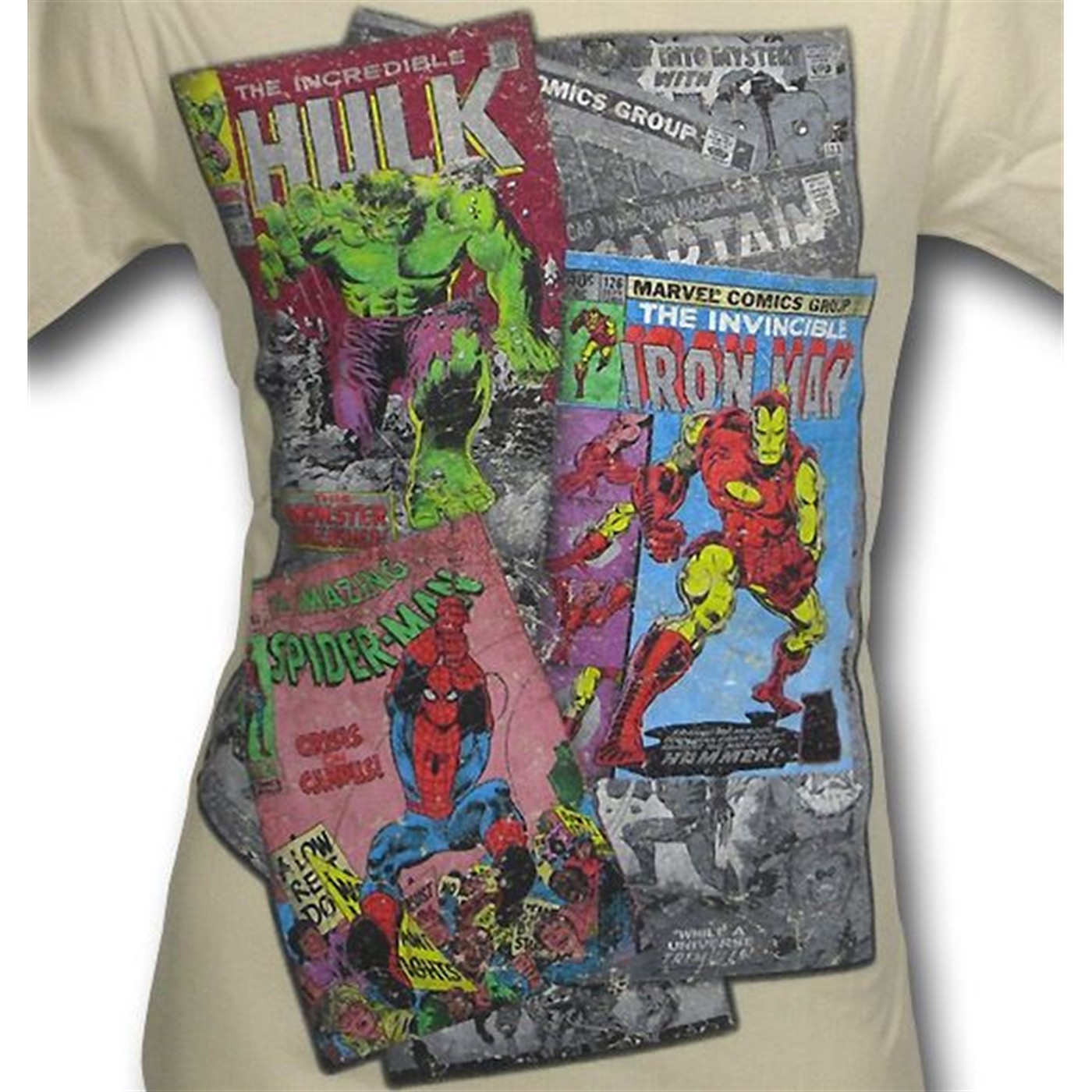 Marvel Comics Trio of Covers Cream T-Shirt