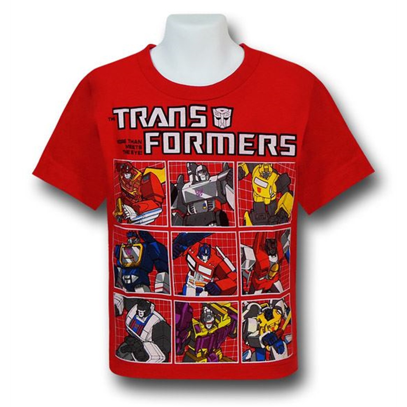 Transformers Faded Grid Kids Red T-Shirt