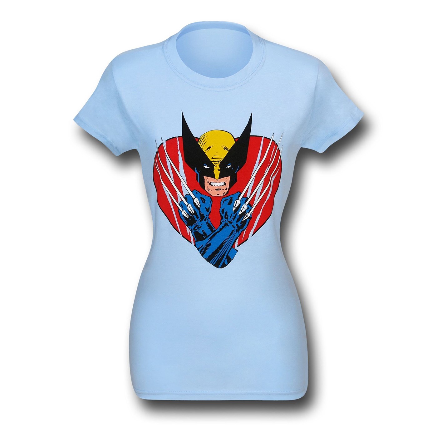 Wolverine Clawed Heart Blue Women's T-Shirt