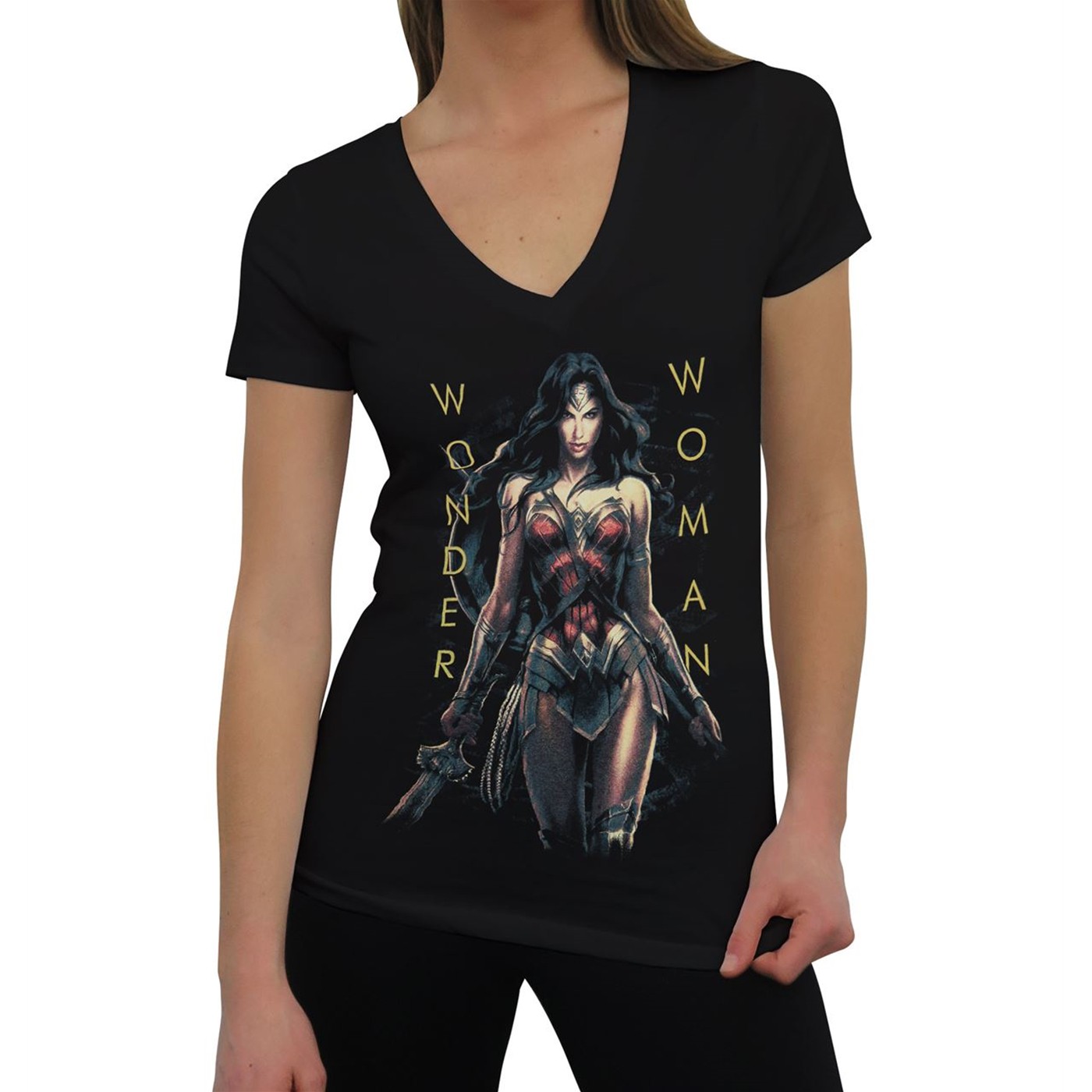 Wonder Woman Armed Amazon Women's V-Neck T-Shirt