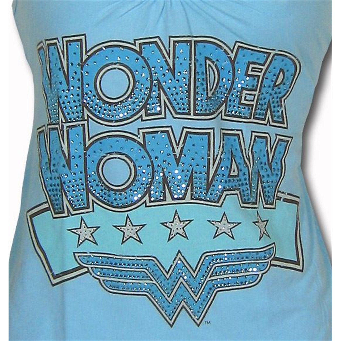 Wonder Woman Womens Blue Crystal Logo Tank Top