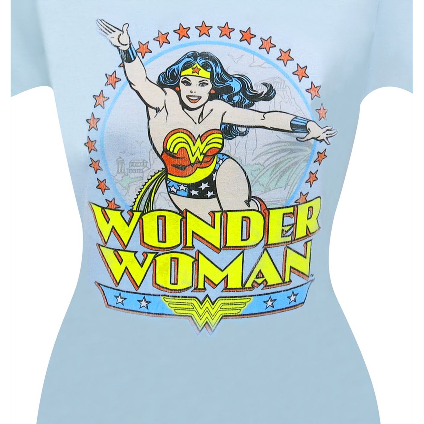 Wonder Woman Blue Distressed Circle Women's T-Shirt