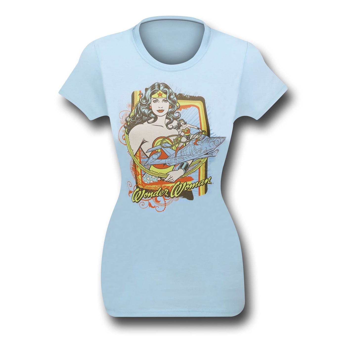 Wonder Woman Women's Light Blue Invisible Jet T-Shirt