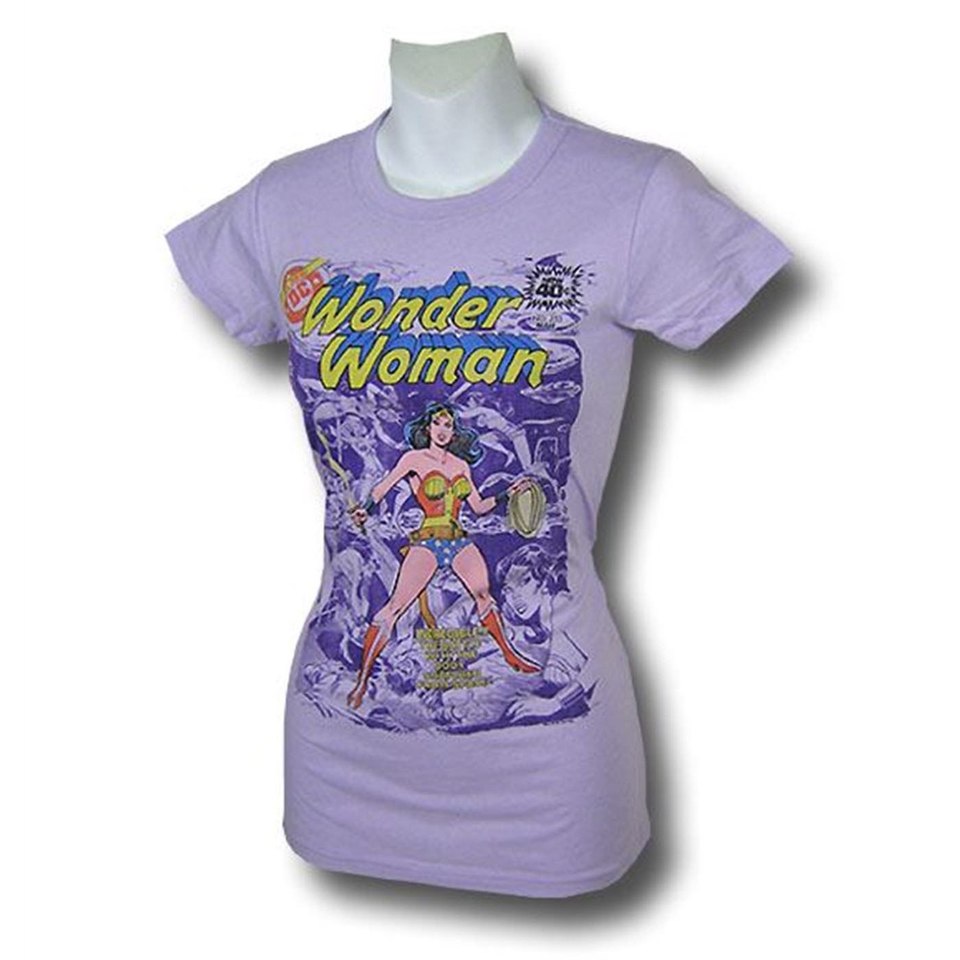 Wonder Woman Juniors Lilac Junk Food T-Shirt