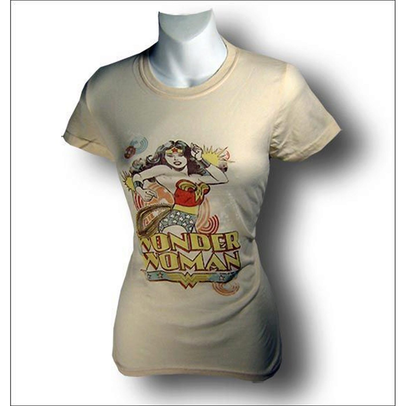 Wonder Woman Juniors Cream Bling T-Shirt