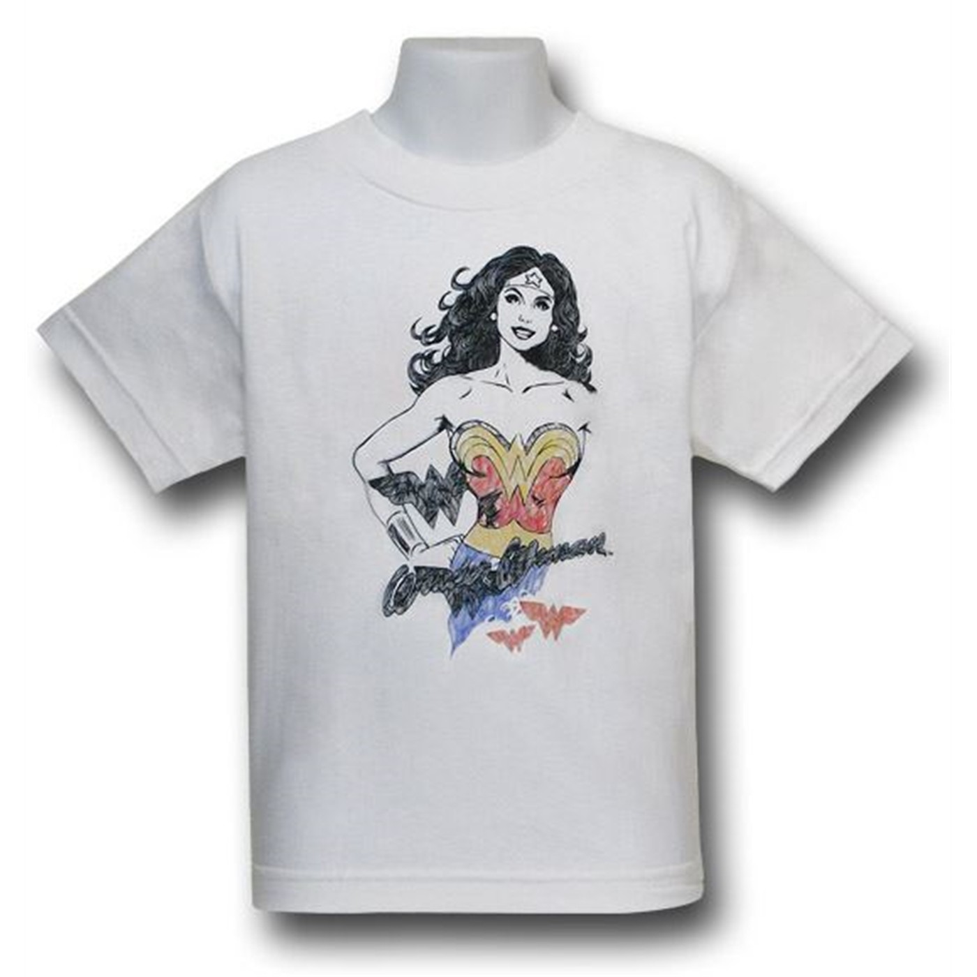 Wonder Woman White Sketch Kids T-Shirt
