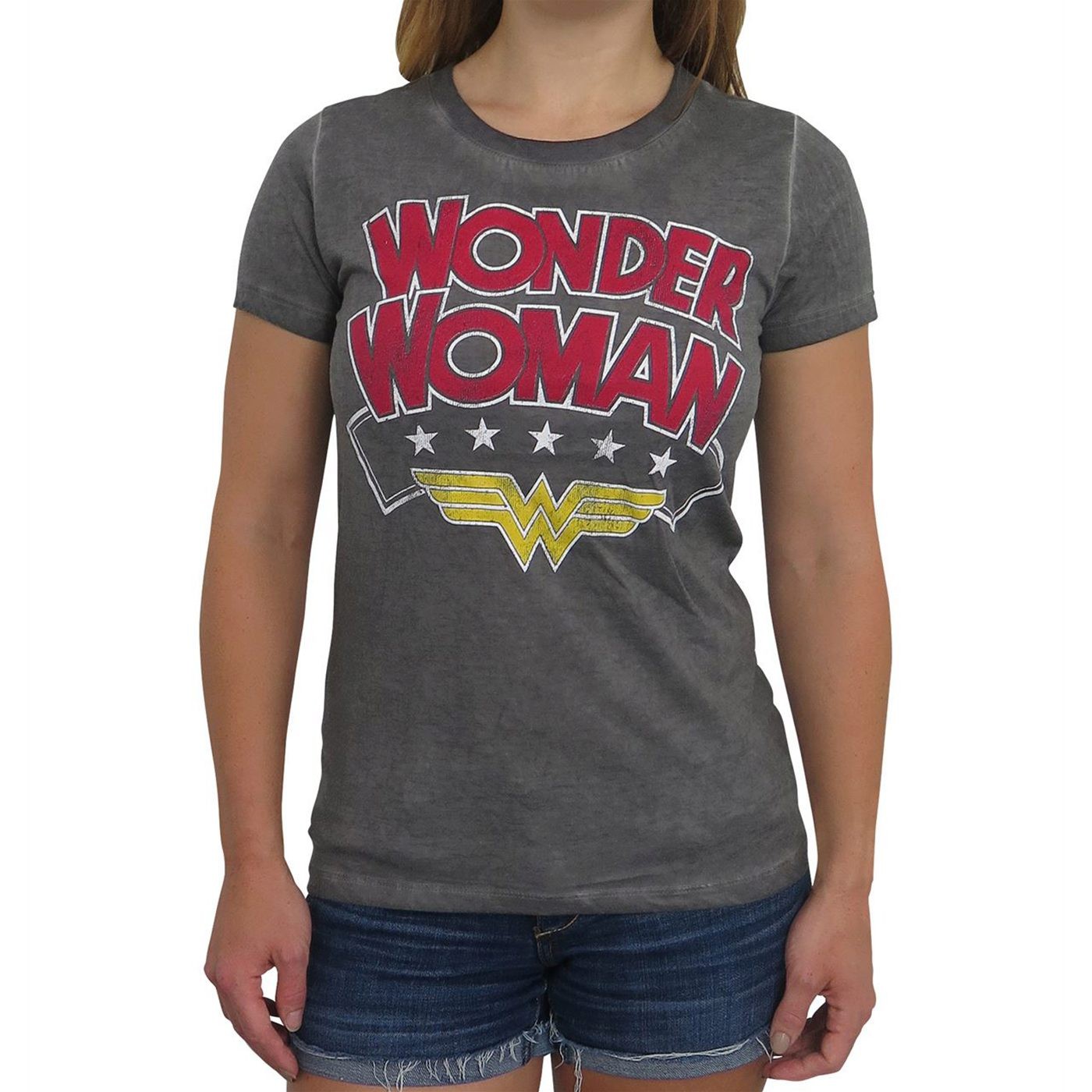 Wonder Woman Logo Oil Wash Women's T-Shirt