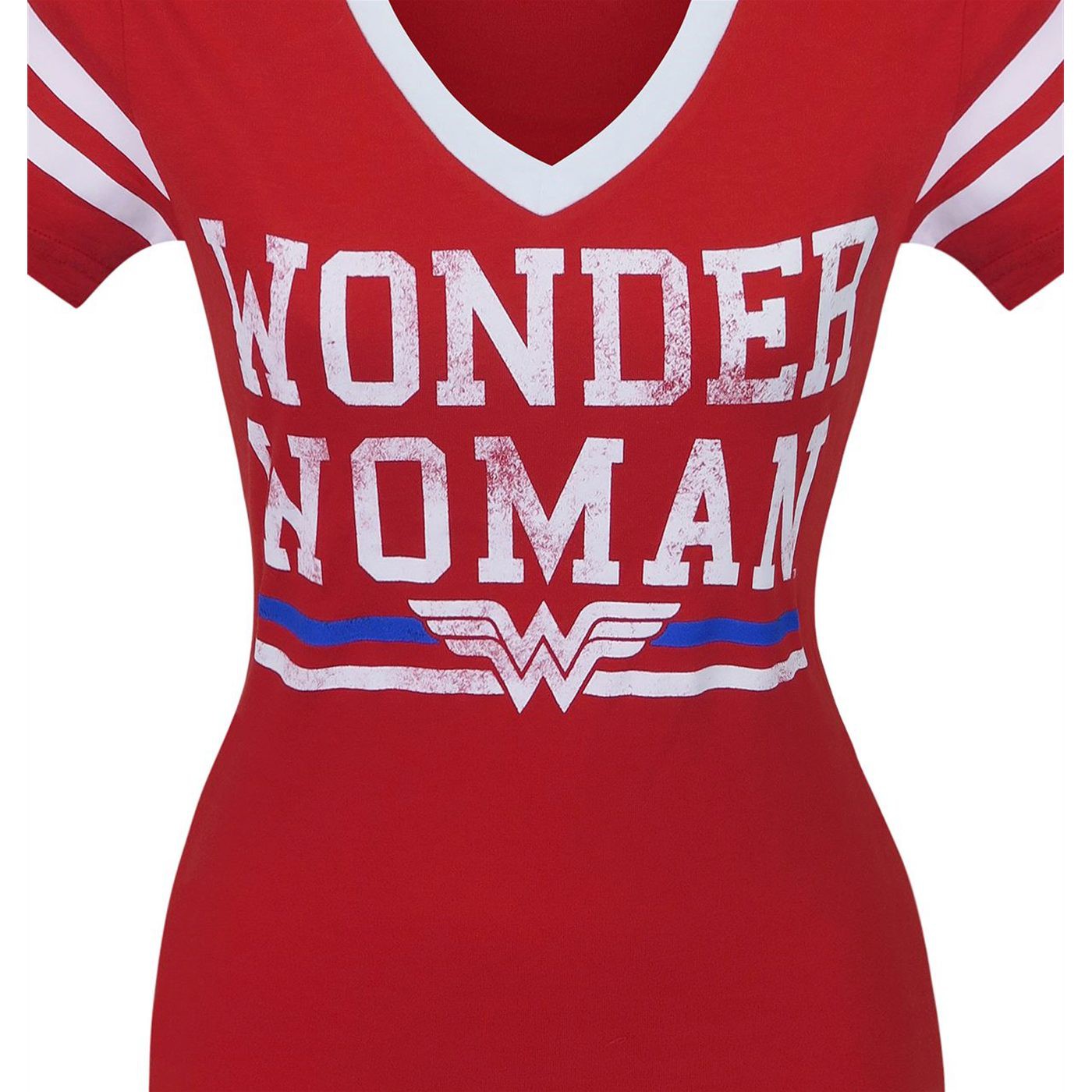 Wonder Woman Logo Women's Varsity V-Neck T-Shirt