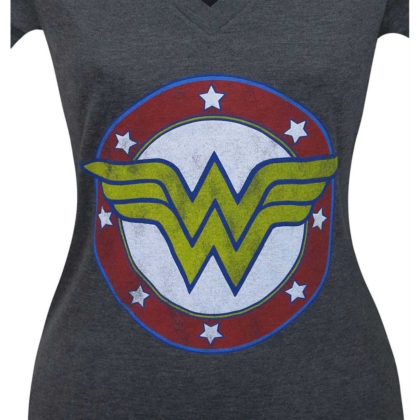 Wonder Woman Symbol & Stars Women's V-Neck T-Shirt