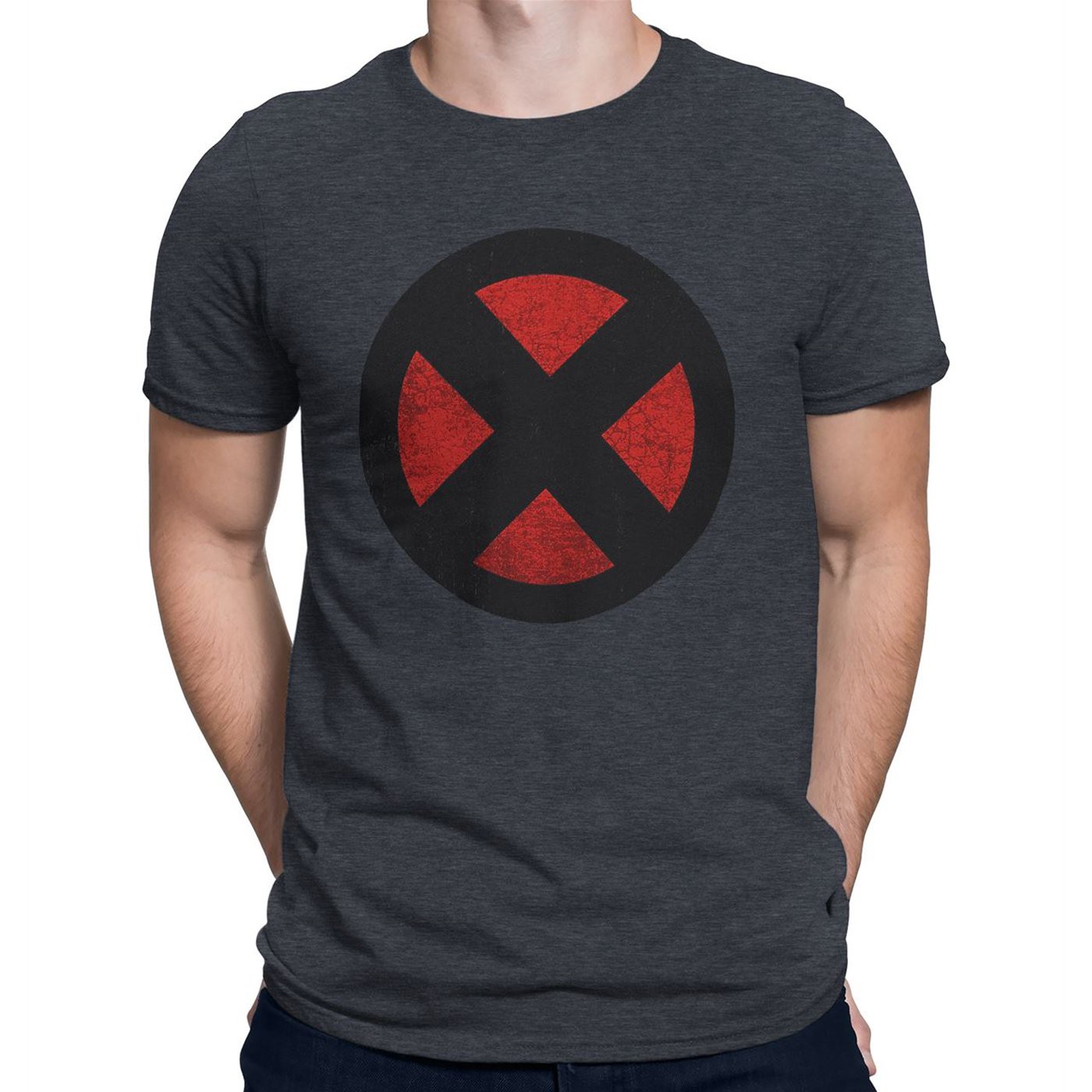 X-Men Distressed Symbol Grey T-Shirt