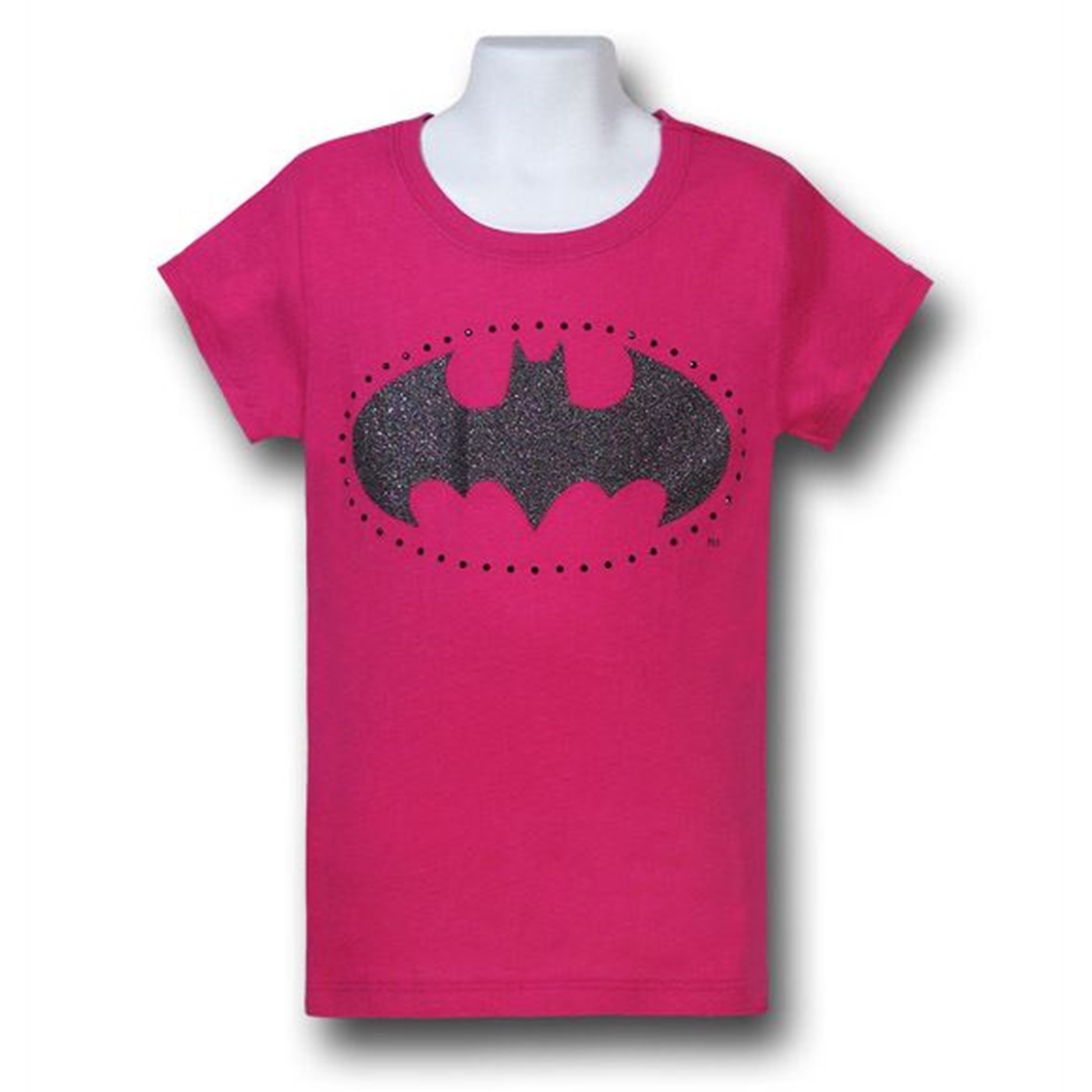 Batman Pink Glitter Symbol Youth Girls T-Shirt