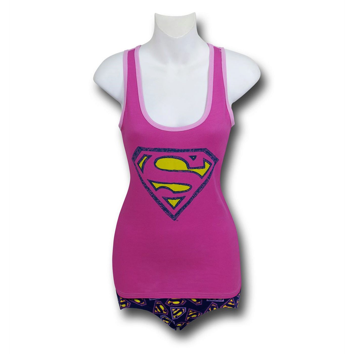 Supergirl Symbols on Pink Women's Tank & Panty Set