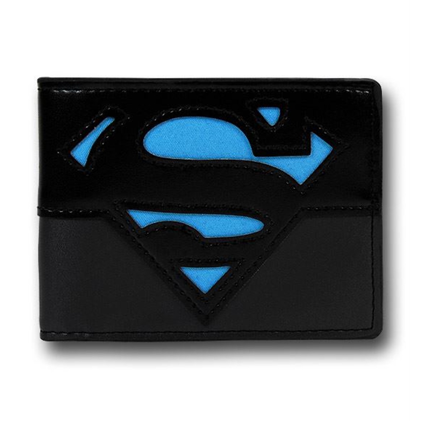 Superman Symbol Blue on Black Canvas Bi-Fold Wallet