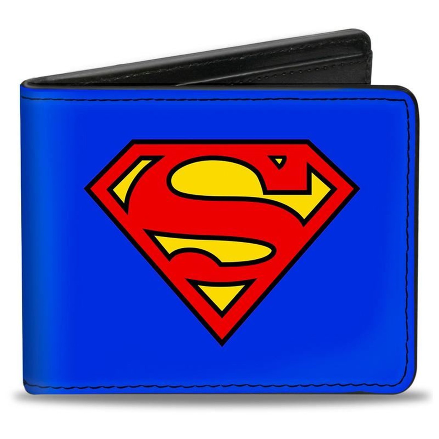Superman Symbol on Blue Vegan Leather Bi-Fold Wallet